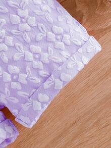 夏季女宝宝时尚外出可爱 3D 花朵背心连体衣和渔夫帽两件套 - 紫色 - 查看 7