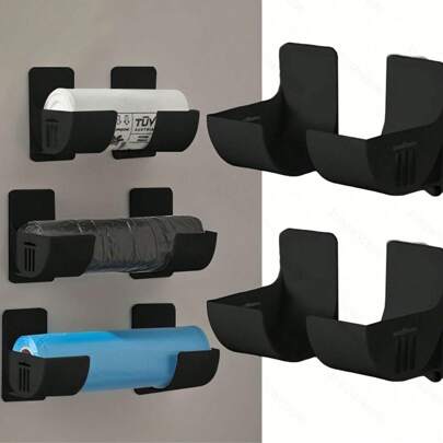 6 piezas de estantes de almacenamiento de cocina montados en la pared, soporte de plástico sin perforación para bolsas de basura, tapas de ollas y organización de gabinetes - organizador de fregadero, organizador lateral de refrigerador, sin contacto con alimentos