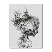 1 件客厅抽象墙海报羽毛叶蒲公英花帆布画现代黑白艺术家居礼物可选框架 - 彩色 - 查看 12