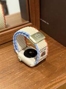 1 pieza Correa de reloj de tela tejida magnética y ajustable compatible con de 42/46mm, 49 Ultra, en estilo creativo de oso de nailon trenzado, para modelos de Series 10, 9, 8, 7, 6SE, 5, 4, 3, 2