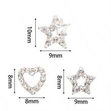 Set di 30 pezzi di charms per unghie in argento, set bulk con charms a forma di stella, charms in lega simpatici e luccicanti, charms 3D Y2K per unghie con strass, accessori per la arte di unghie