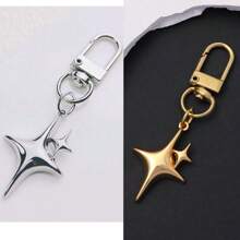 1 pieza Llavero con decoración de estrella estilo Y2K, llavero de metal para mochila, carro, accesorio para audífonos, regalo de llavero de mujer, recuerdo, accesorio para carro, bolso, escuela