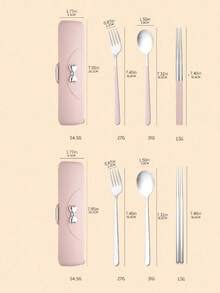 3 件套不锈钢餐具套装，包括勺子、叉子和筷子，方便学生和户外使用的餐具，带蝴蝶结装饰，厨房，节日礼物，返校礼物，工作礼物，早午餐，多功能，耐用，装饰性，可重复使用，精致，时尚，高品质，色彩鲜艳，现代，定制，个性化，独特，情人节，母亲节，生日，父亲节，毕业典礼，婚礼，乔迁