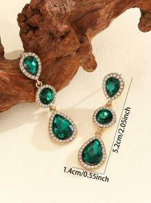 1 Pair Boho Rhinestone Embellished Fashion Versatile Popular Earrings, Suitable For Women Everyday Wear And Party