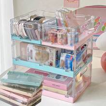 Foldable Storage Basket Stackable Storage Box Acrylic Desktop Miscellaneous Item Box Organizer Makeup Boxes Organizer Jewelry Basket Organizer