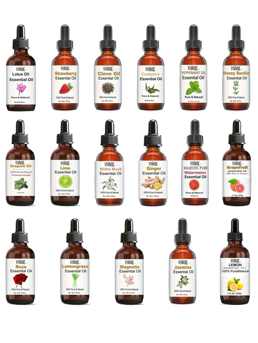 30ml natürliche ätherische Öle Parfüm Raumspray Eukalyptus/Zitrone/Pfefferminze/Moschus/Magnolie/Oregano/Jasmin/Rose für Diffuser, Kerzen, Seifen, Auto-Aromatherapie, Spa-Öle, Raumspray Zuhause, Geschenkidee Freundin