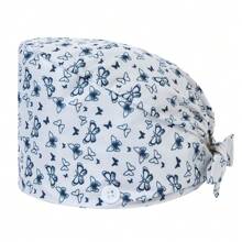 1 pieza Gorra de trabajo con bordado de mariposa de poliéster para mujeres, adecuada para médicos, enfermeras, amas de casa, antibacteriana y antipolvo, aplicable para primavera, verano, otoño e invierno