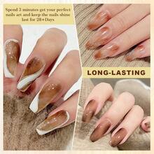 GLOZ 2 件 18 毫升指甲绽放凝胶透明 UV LED 开花凝胶抛光，用于扩散效果大理石天然石水彩花卉印花可去除指甲胶 DIY 美甲设计美甲礼物，适合女性 - 無色 - 查看 3