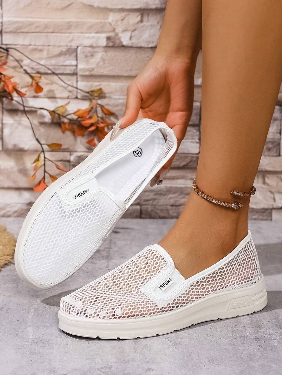 Nouvelle mode été 2025 Chaussures de sport décontractées respirantes pour femmes, style bohème - Blanc - Voir 1