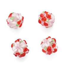 3pcs Floral Glass Beads - With 3D Flower Surface, DIY Jewelry Making Accessories, Suitable For Bracelets, Necklaces, Earrings, Keychains, Phone Straps, And Craft Projects