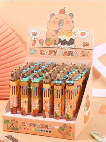 Set da 6 pezzi, 10 colori, penna a sfera con capibara, per studenti, blocchi notes, forniture per ufficio