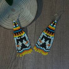 Brincos de Borla com Contas Feitos à Mão AHAYA, Estilo Boêmio Hippie com Miçangas, Brincos Pendentes com Contas de Vidro para Mulheres, Adequados para Uso Diário e Presentes de Festival para Meninas