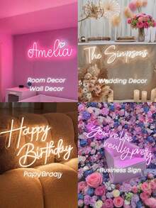 Insegna al neon personalizzata per decorazione della stanza, insegna al neon personalizzata per matrimonio, regalo di San Valentino, insegna al neon per festival, decorazione domestica, sfondo per matrimonio, alimentata tramite USB, decorazione romantica per la casa, perfetta per decorazione a parete, Natale, Ognissanti, feste, Ognissanti, Ringraziamento, bar, camera da letto, donne, matrimonio, compleanno, sala giochi e altro ancora - facile da pulire