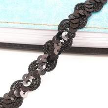 2Yards S Shape Golden Red Sequin Lace Trim Fabric Glitter Ribbon Crafts Bow For Garments Hat Sewing Decoration DIY Handmade Craft Accessories - Multicolor - View 18