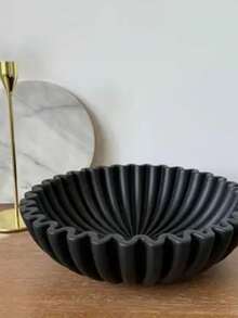 Large Decorative Bowl, White Decorative Bowl, Home Decor - Pleated Bowl - Wavy Bowl - Scalloped Bowl - Fashionable Key Bowl, Suitable For Entryway Table - Black - View 9