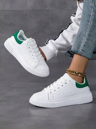 Lace-Up Casual Unisex Sneakers, Couples Fashion Trainers, High Quality Soft Sole Anti-Slip Durable Student Flat Shoes, Size 36-45