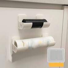 6 piezas de estantes de almacenamiento de cocina montados en la pared, soporte de plástico sin perforación para bolsas de basura, tapas de ollas y organización de gabinetes - organizador de fregadero, organizador lateral de refrigerador, sin contacto con alimentos