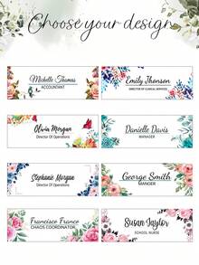 Personalized Floral Office Desk Nameplate, Transparent Acrylic Desk Nameplate, Customized Office Decor, Work Gift, Colleague Gift, Office Desk Nameplate, Office Desk Sign, Office Gift, Promotion Gift