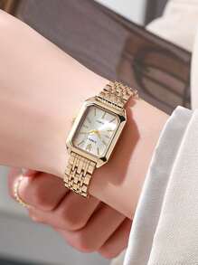 Conjunto de relógios femininos 2 peças, pulseira de aço inoxidável moderna, mostrador de estilo simples e elegante, adequado para decoração e uso diário, presentes de festivais