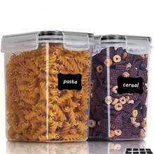 THELIFE Set Di 15 Contenitori Per Alimenti Ermetici Per Organizzare Cucina E Dispensa, Senza Bpa, Barattoli In Plastica Con Coperchio, Perfetti Per Cereali, Farina E Zucchero - Etichette Bonus, Marcature - Lavabile In Lavastoviglie
