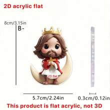 1 pièce Décoration acrylique créative mignonne en 2D de Jésus avec un élément d'agneau et de lune, convient pour la décoration de la maison, la décoration de la chambre, le rétroviseur de la voiture, le sac d'école, etc. En tant qu'ornement décoratif artistique, convient comme cadeau de fête pour la famille et les amis. Décoration murale de chambre, décoration scolaire, décoration de dortoir, retour à l'école
