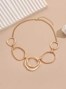 1pc Elegant Minimalist Hollow Circle Pendant Necklace For Women, Suitable For Everyday Wear, Vacation