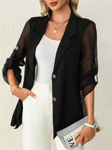 New Arrival Spring/Summer Women's Fashionable Solid Color Sheer Back Blazer Jacket