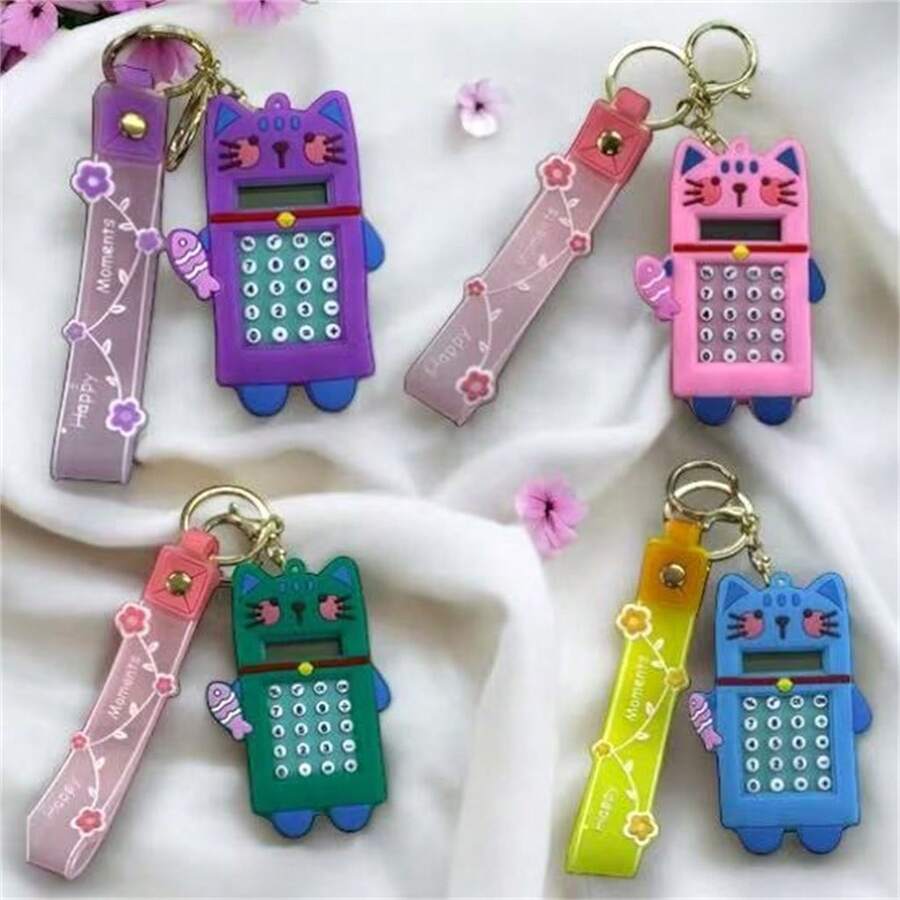 2Pcs Novelty New Calculator Keychain Maze Toy Key Ring Kids Classic Backpack Pendant Gift Cartoon - Meninas - 10 - 查看 1