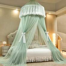 Bed Canopy For Girls & Adults, Round Dome Lace Princess Canopies Netting, Cute Double Layer Bed Canopy Drapes For Decoration, Playing,Reading,Sleepping - Green - View 2