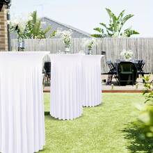 1pc 80*110cm Round Table Skirt, Stretchy Spandex Round Tablecloth With Natural Wavy Valance, Fitted High Top Table Cover, Suitable For Wedding, Banquet, Birthday Party, And Various Occasions