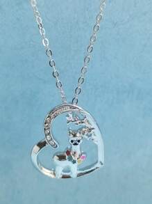 1 pieza Collar con dije en forma de corazón de alpaca linda, crystal falso, apto para uso diario y regalo de cumpleaños