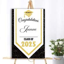 Customizable Personalized Graduation Yard Sign Customized With Your Name Class Of 2025 Sign 2025 Graduation Decorations Class Of 2025 Glitter Congratulations Graduate Lawn Signs For College School Party Supplies - White - View 2