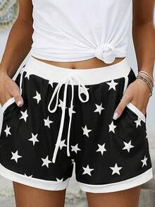 Ladies' Star Slim Fit Shorts - Black - View 2