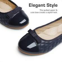Girls Dress Shoes Flower Girl Slip-On Bow Ballet Flats For Wedding, Party, School (Little Kid/Big Kid) Back To School Shoes - Màu xanh hải quân - Xem 5