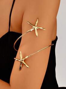 1pc Women's Minimalist Geometric Line Open Cuff Bracelet, Gold Color Jewelry For Daily Wear - Style 22 - View 1