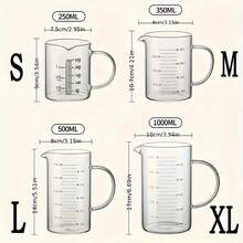 High Quality Heat-Resistant Graduated Glass Measuring Cup With Lid, Milliliter Capacity, Suitable For Heating Milk And Baking, Borosilicate Transparent - Transparent - View 2