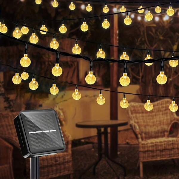 Op zonne-energie werkende bubbelbalverlichting - 8 standen, buitenverlichting voor tuin, balkon, feestdecoratie en romantische sfeer, buitenverlichting | Op zonne-energie opgeladen verlichting | Verlichting