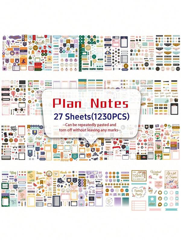 1.230 Stücke Planer Aufkleber mit Feiertagsmotiven für Tagebuch und Journal, Schulbedarf, Rückkehr zur Schule