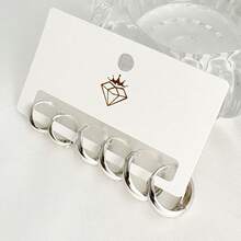 Trio Of Plain Click Hoop Earrings 18K Gold To 925 Silver Antiallergic With KIT 3 Pairs White - Silver - View 7