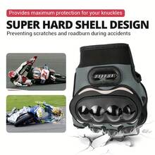 夏季摩托车手套，透气户外运动手套，越野摩托车骑行手套，触屏街车防护装备，男女通用，黑色、红色、蓝色 - 灰色 - 查看 6