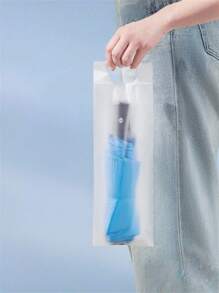 10 件防水半透明自封雨伞收纳袋带手柄 - 可重复使用的便携式收纳袋，适合户外、露营和家庭使用，户外雨伞，露营装备托架，经典设计，配件和水瓶架袋水杯收纳袋