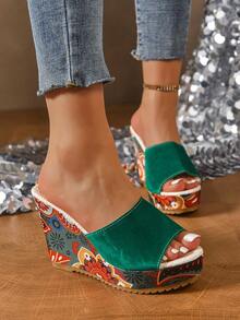 Nuevas sandalias de cuña con plataforma, cómodas y versátiles, de moda para mujer - Verde - Ver 4