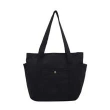 1 pezzo Borsa unisex di grande capacità, nuovostile coreano, borsa a tracolla casual per scuola/università, borsa a tracolla in tela, borsa a spalla, borsa per festival, borsa con chiusura lampo, borsa da scuola di grandi dimensioni, con scomparti multipli, adatta per spiaggia, scuola, lavoro e uso quotidiano