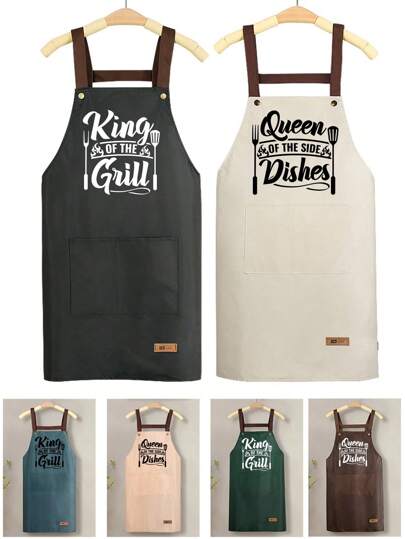 Delantal para BBQ, Delantal divertido "Rey de la parrilla", regalo del Día del Padre para el rey, delantal divertido y novedoso unisex para cocinar en la barbacoa, apto para barbacoas al aire libre, campamentos y reuniones