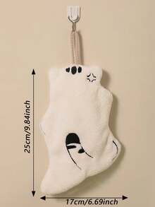1pc/2pcs Cute Cat Plush Super Absorbent Hand Towel, Hanging Kitchen & Bathroom Decorative Towel, Absorbent, Easy To Clean, Personalized Towel - Black and White - View 12