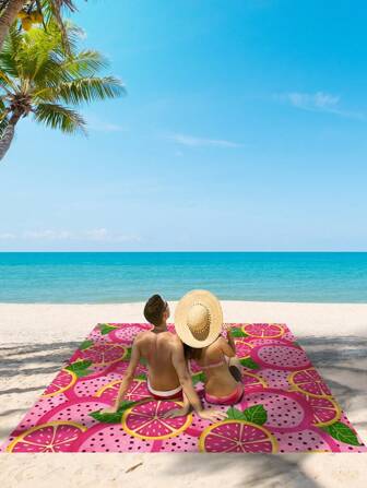 1 Set Summer Elements Beach Mat Set Includes Beach Mat, Hooks, Portable Bag, Beach Pegs, Suitable For Beach, Camping And Picnic Use