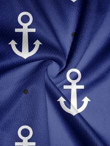 2-In-1 Men's Summer Casual Breathable Cartoon & Anchor Print Drawstring Waist Beach Shorts - Multicolor - View 4