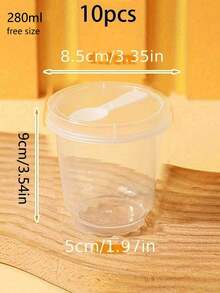 10pcs/20pcs Set Heat Resistant Thick Pudding Cups, Commercial Dessert Cups For Ice Cream, Jelly, Yogurt, Bakery Shops, PP Plastic Cups With Lids And Spoons, Creative Boba Tea Takeaway Cups - Transparent - View 9