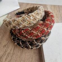 Autumn/Winter Style High Top Small Fragrance Headband Tweed Sponge Headband Braided Plaid Hairpin Vintage Hair Accessories Hairband Hair Hoop
