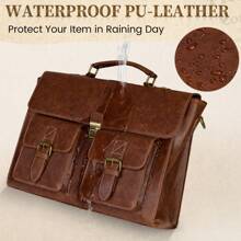 NEWHEY Men Messenger Bag 15.6 Inch Leather Vintage Laptop Briefcase Waterproof Computer Laptop Bag Leather Satchel Bag Large Shoulder Bag For Office Work Travel College Vintage Bags